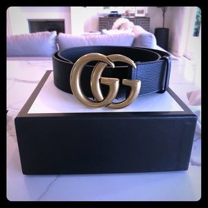 Gucci Black Belt with Double GG Signature Buckle